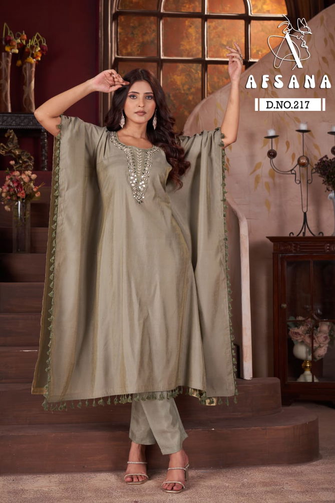 DN 217 By Afsana Mirror Hand Work Modal Kaftan Style Kurti With Bottom Wholesale Market In Surat
